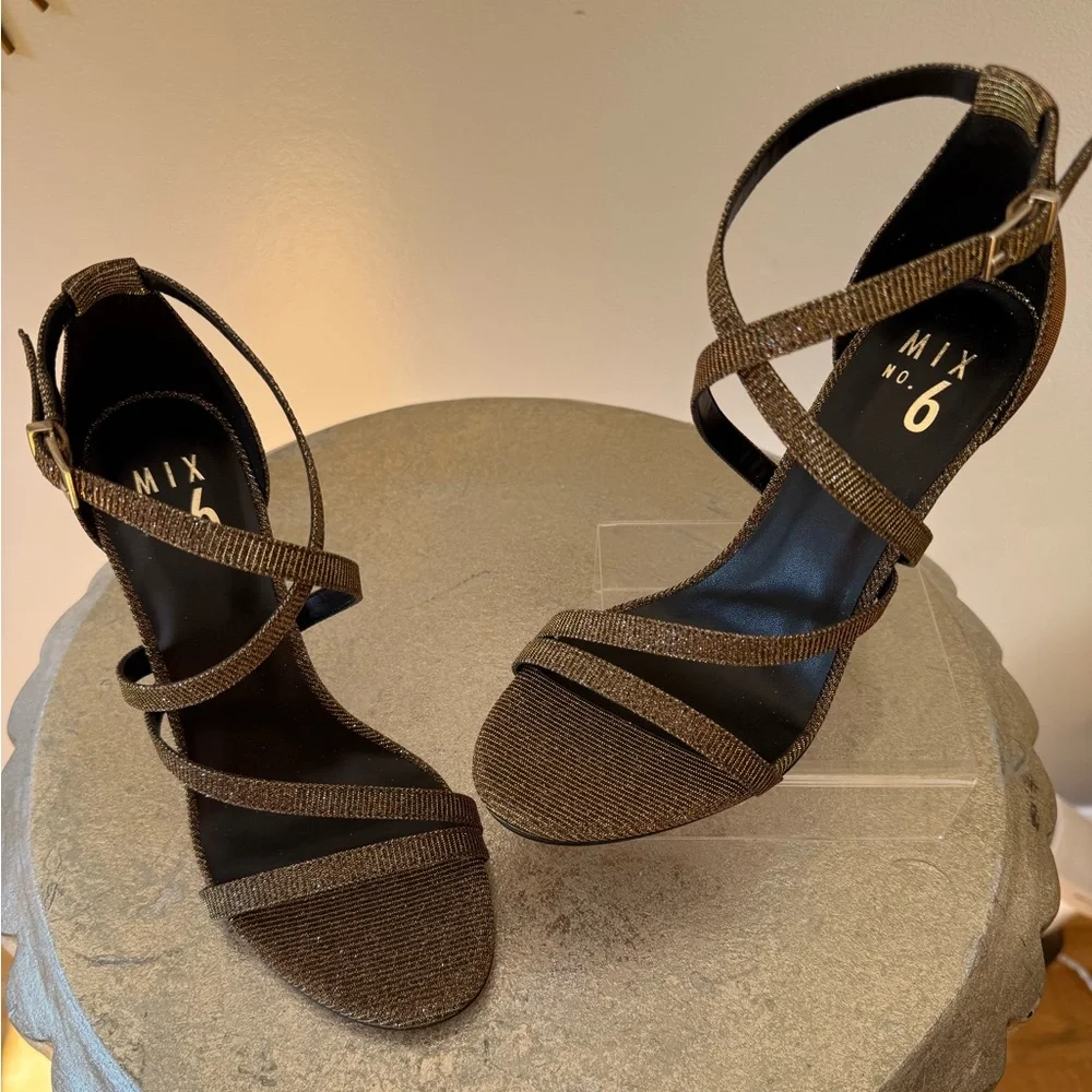 Mix No. 6 - Gold Shimmer Strappy Heels
